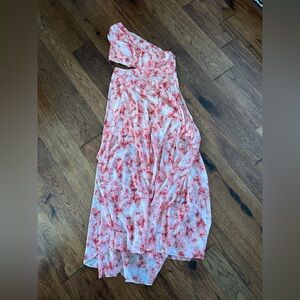 NEW One Shoulder Cut Out Chiffon Casual Maxi Dress - Plus Size XL Floral Holiday